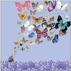verjaardagskaart woodmansterne - woman on venus - happy birthday - vlinders