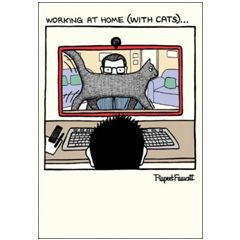 wenskaart woodmansterne - working at home (with cats)