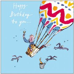 verjaardagskaart quentin blake - happy birthday to you - luchtballon