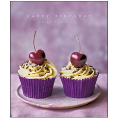 grote verjaardagskaart woodmansterne fiona's kitchen - happy birthday - cherry choc cupcakes| muller wenskaarten | online kaarten bestellen