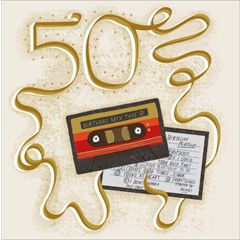 50 jaar - verjaardagskaart woodmansterne - birthday mix tape | muller wenskaarten