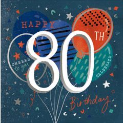 80 jaar - verjaardagskaart woodmansterne - ballonnen | muller wenskaarten
