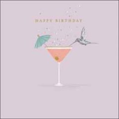 verjaardagskaart woodmansterne - happy birthday - cocktail met kolibri