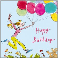 verjaardagskaart quentin blake - happy birthday - ballonnen