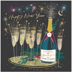 6 nieuwjaarskaarten woodmansterne - happy new year - champagne