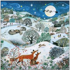 6 kerstkaarten woodmansterne - winter wonderland met vossen