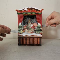 3D pop up kerstkaart  - theater -  kerstman