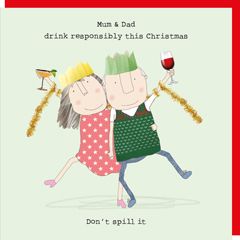 kerstkaart rosie made a thing - mum & dad don't spill it | muller wenskaarten