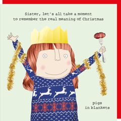 kerstkaart rosie made a thing - real meaning of christmas - sister | muller wenskaarten