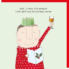 kerstkaart rosie made a thing - dad, i hear old people like getting christmas cards | muller wenskaarten