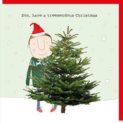 kerstkaart rosie made a thing - son, have a treemendous christmas | muller wenskaarten