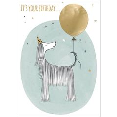 wenskaart - it’s your birthday… hond met ballon