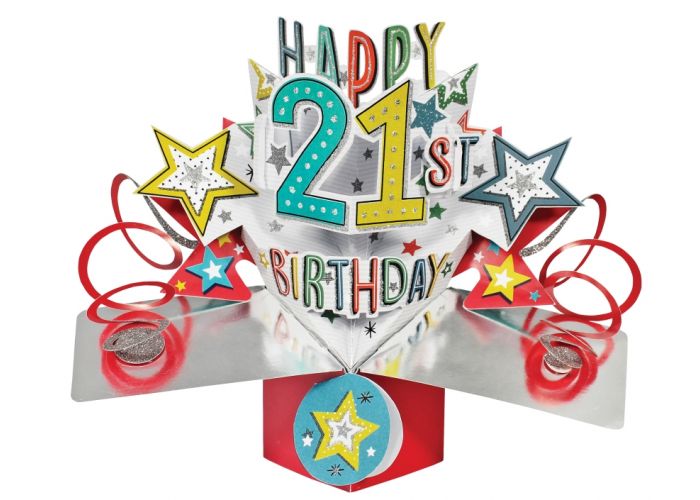 Echt Ongemak kaart 21 jaar - 3D kaart - pop ups - happy 21st birthday | Muller wenskaarten