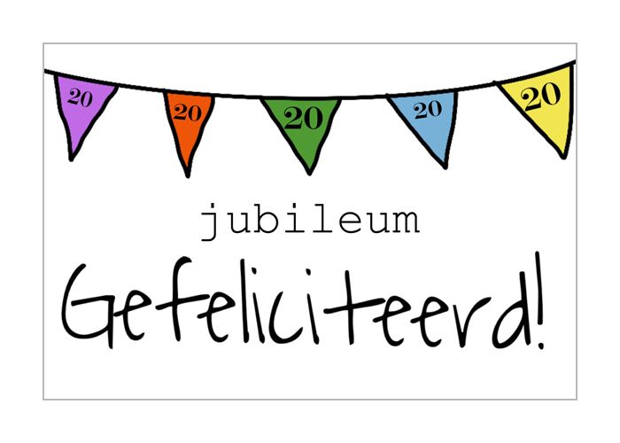 Ongebruikt 20 jaar - jubileum wenskaart - gefeliciteerd - vlaggetjes|Muller HJ-35
