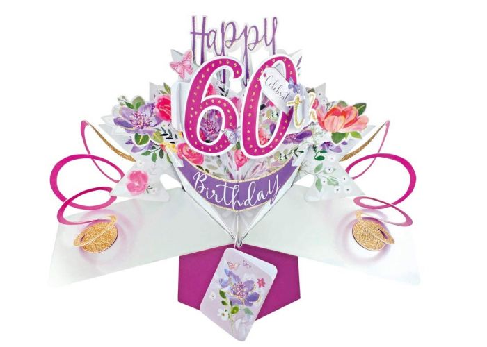 Nieuw 60 jaar - 3D verjaardagskaart - pop ups - happy 60th birthday XH-14