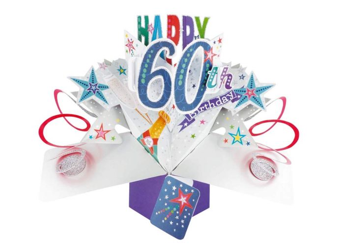 Beste 60 jaar - 3D verjaardagskaart - pop ups - happy 60th birthday XL-52