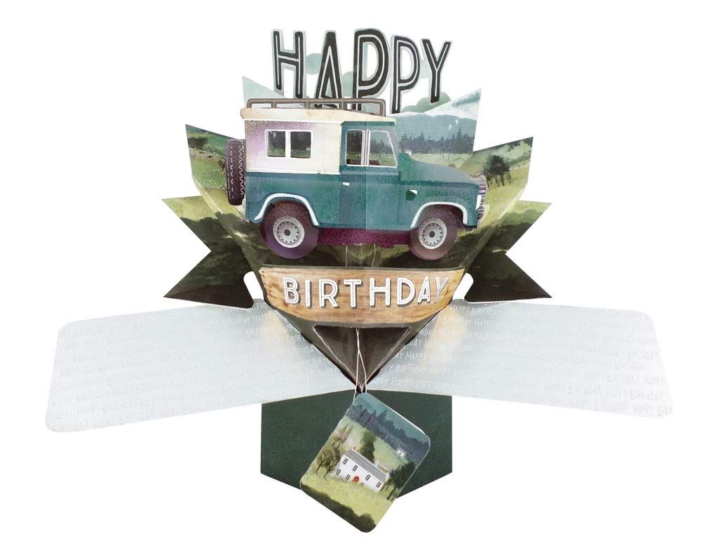 3d Verjaardagskaart Pop Ups Happy Birthday Jeep Auto Muller Wenskaarten