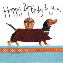 verjaardagskaart alex clark - happy birthday to you - teckel met cupcake | muller wenskaarten ...